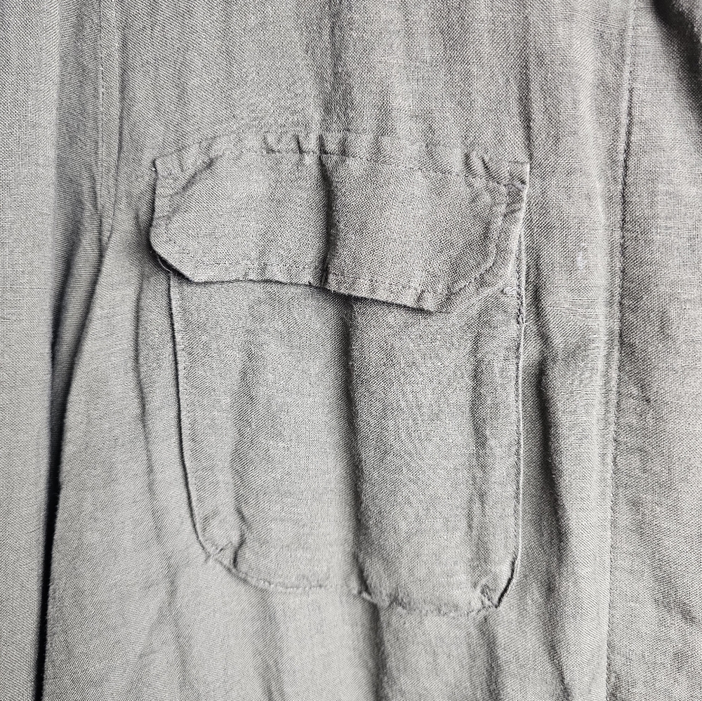 Who What Wear Womens Jacket Size L Olive Green Button Up Pockets Linen & Rayon - Picture 2 of 9